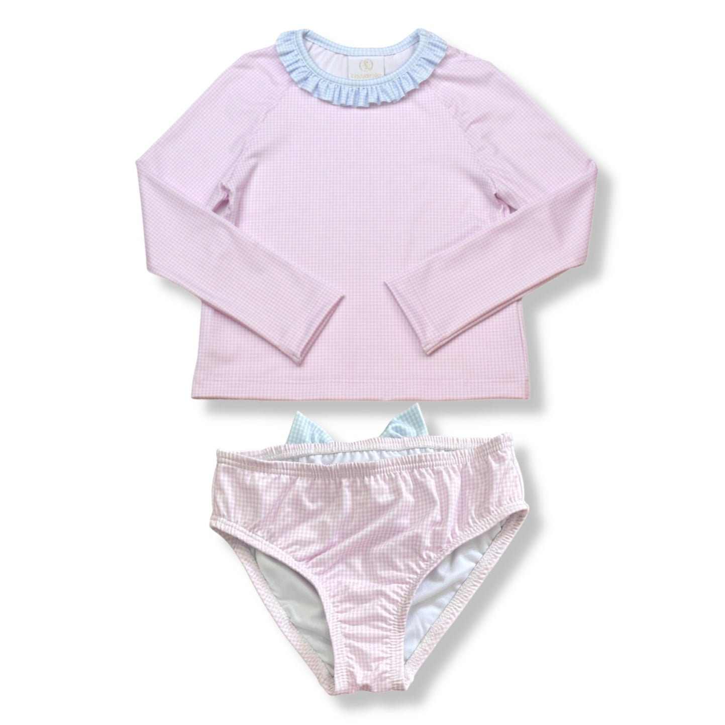 Sun & Sand Rash Guard Set - Pink/Blue Mini Gingham