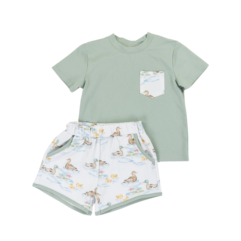 Pre-Order Darling Ducks Boys Play Pocket Short Set