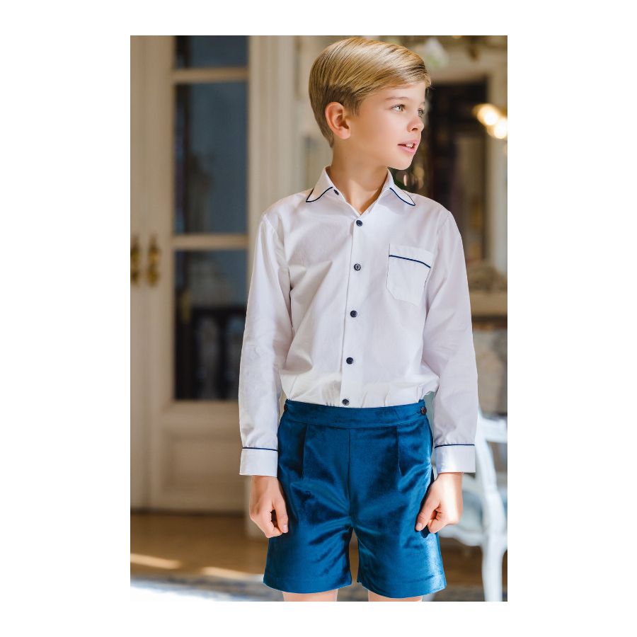 Mysterious Blue Velvet Shorts - Born Childrens Boutique