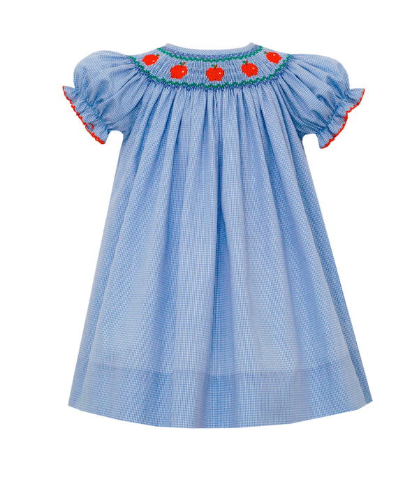 Smocked Bishop Blue Check Apples - Born Childrens Boutique