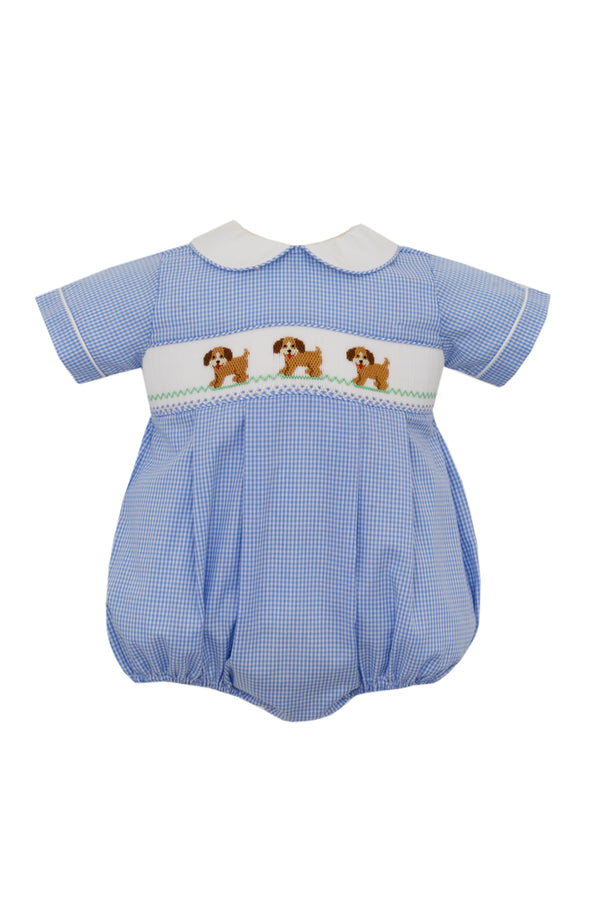 Puppies Blue Gingham Boy Bubble