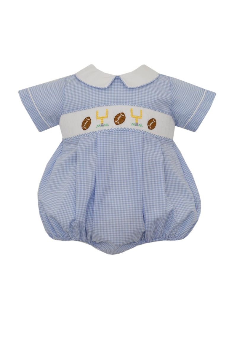 Football Lt Blue Gingham Boy Bubble