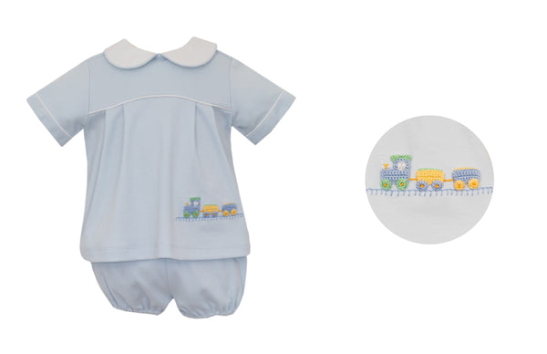 Train Boy Diaper Set Blue Knit