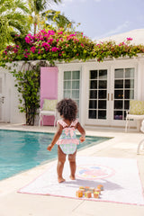 St. Lucia Swimsuit - Hanover Hand Block with Palm Beach Pink