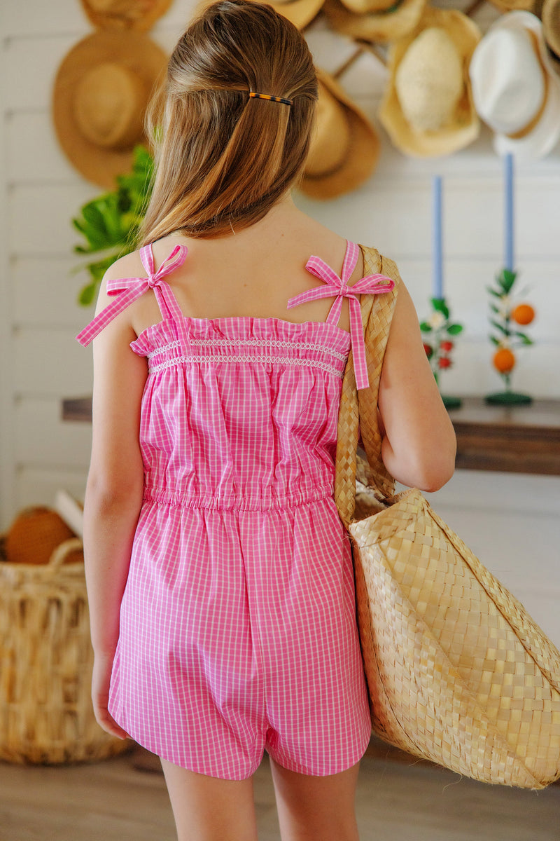 Rosey Romper - Pink Willow Windowpane