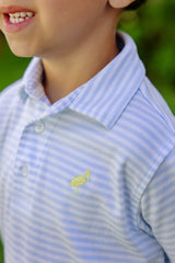 Prim & Proper Polo - Buckhead Blue Stripe with Seaside Sunny Yellow Stork