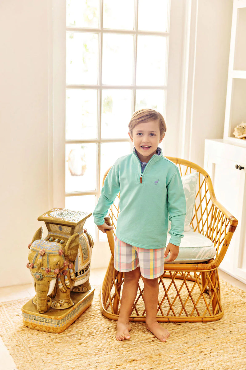 Shelton Shorts Tennis Pro Plaid With Turks Teal Stork - Born Childrens Boutique