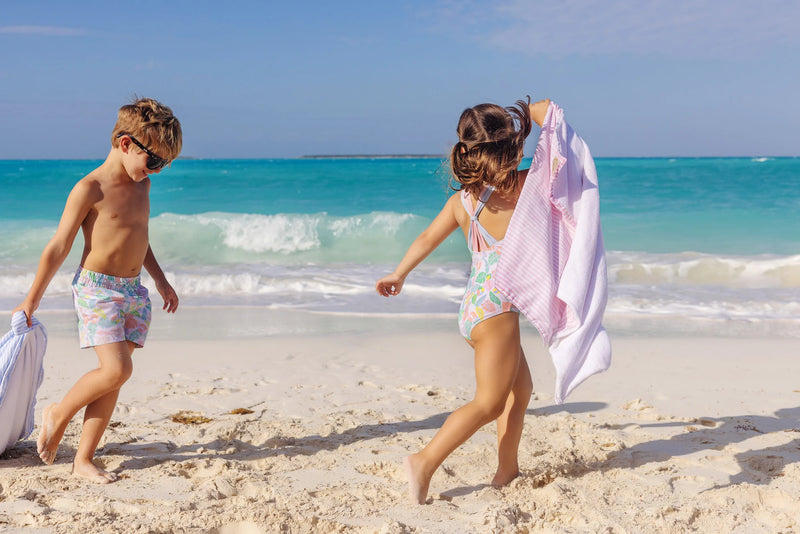 Seabrook Bathing Suit - Happy in Harbour Island with Palm Beach Pink & Buckhead Blue