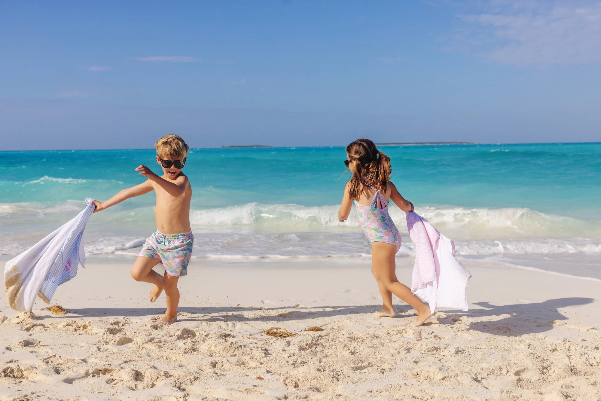 Tortola Swim Trunks - Happy in Harbour Island with Buckhead Blue Stork - Born Childrens Boutique