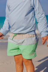 Country Club Colorblock Trunk - Sandy Springs Stone, Buckhead Blue, & Grace Bay Green with Worth Avenue White Stork