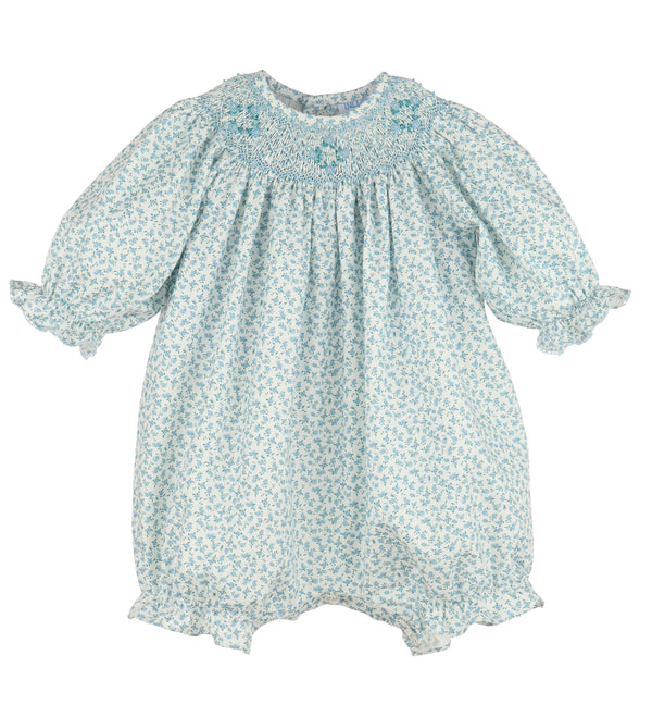 Dancing Roses Smocked Bubble, Blue