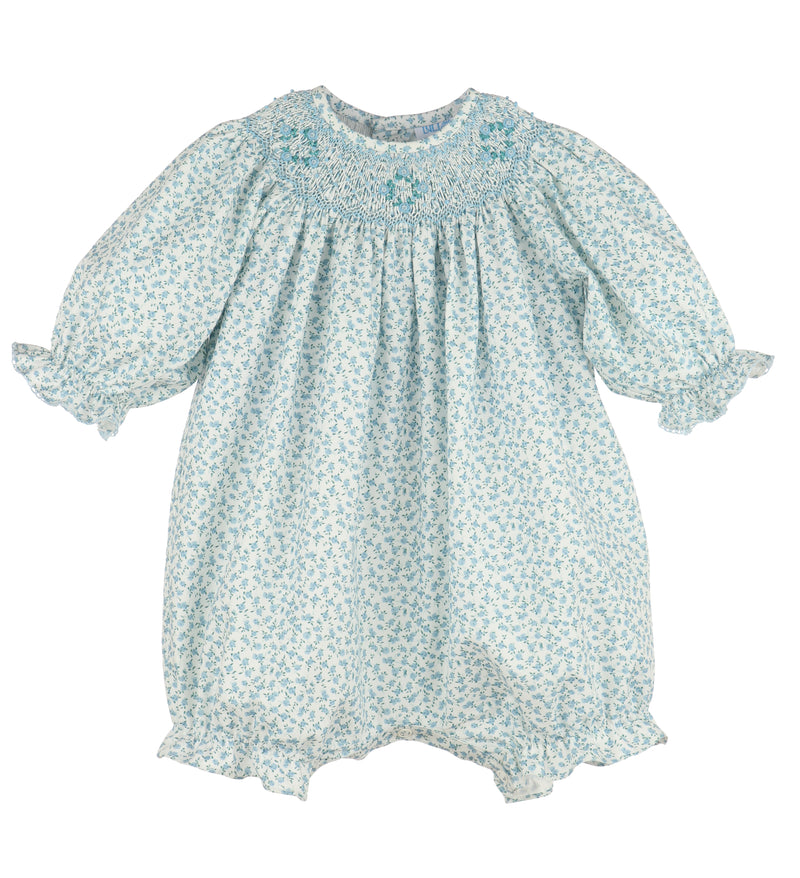 Dancing Roses Smocked Bubble, Blue