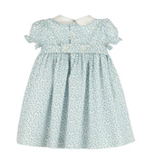 Dancing Roses Smocked Dress, Blue