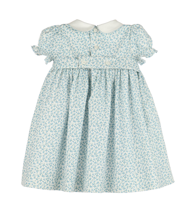 Dancing Roses Smocked Dress, Blue