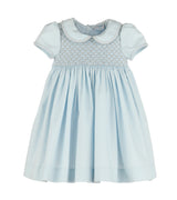 Smocked Checkered Dress Collar, Blue