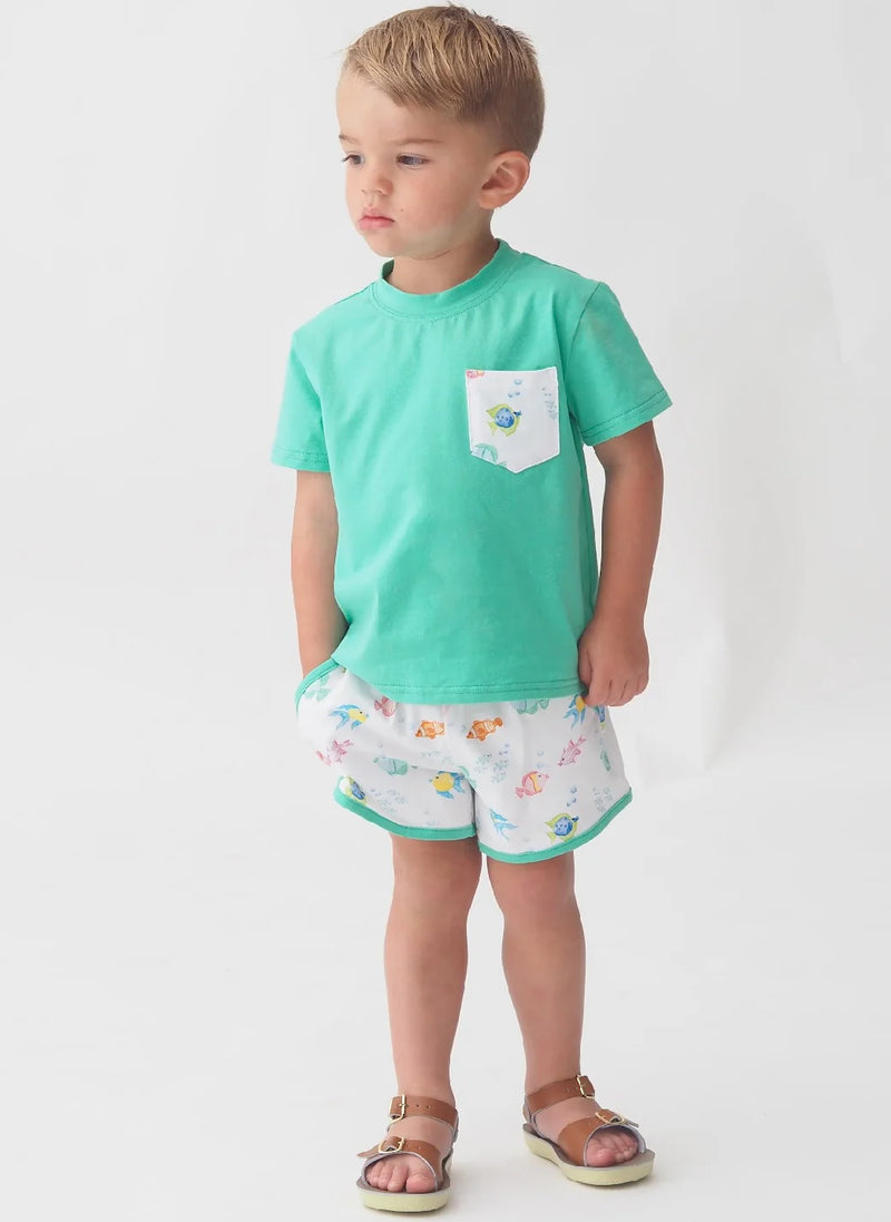 Pre-Order Fish Frenzy Boys Play Pocket Short Set