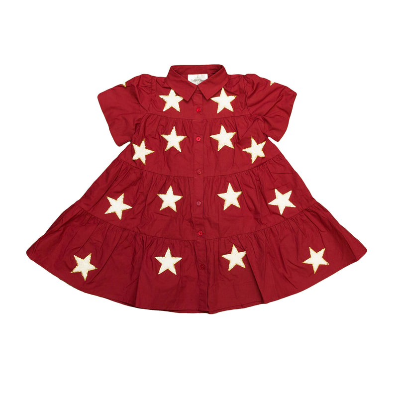 Maroon and White Chenille Star Dress