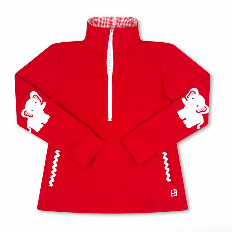 Heather Half Zip - Candy Apple Red/Elephant