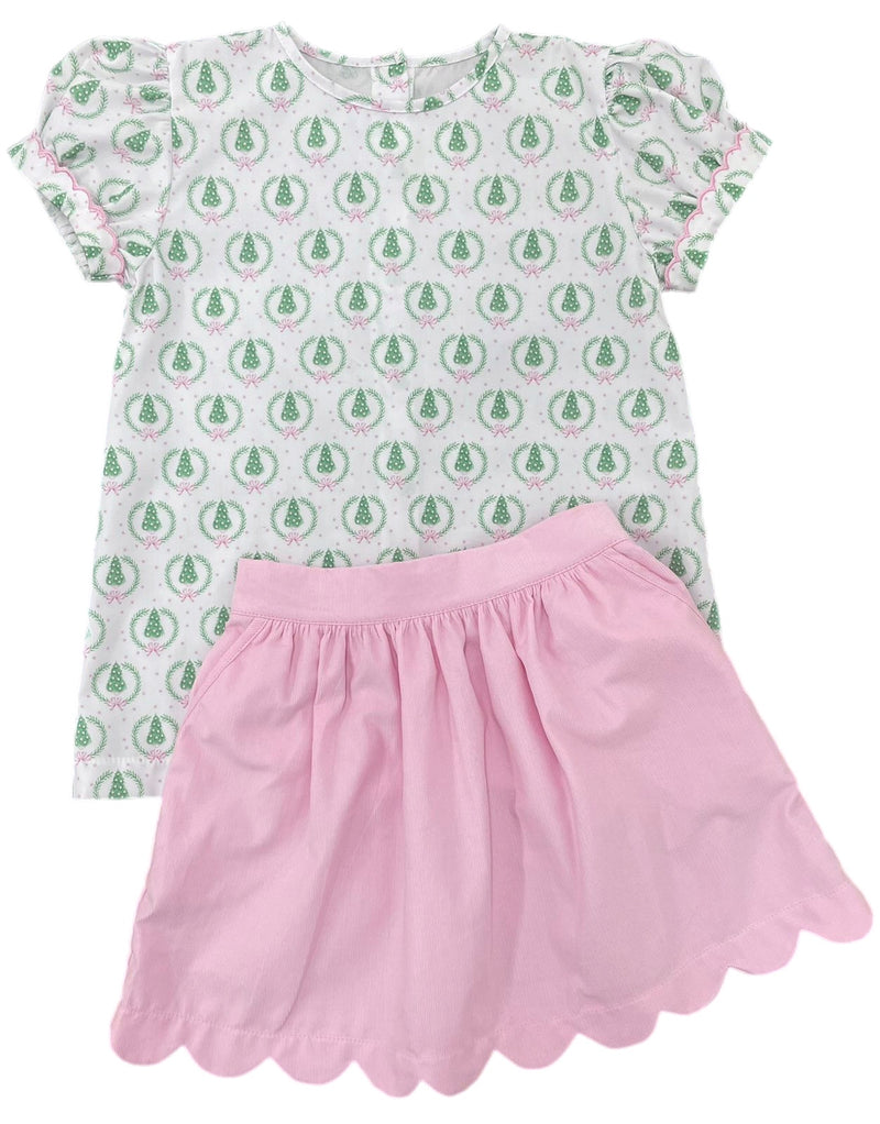 Avery Skirt Set Pink Cord Trees