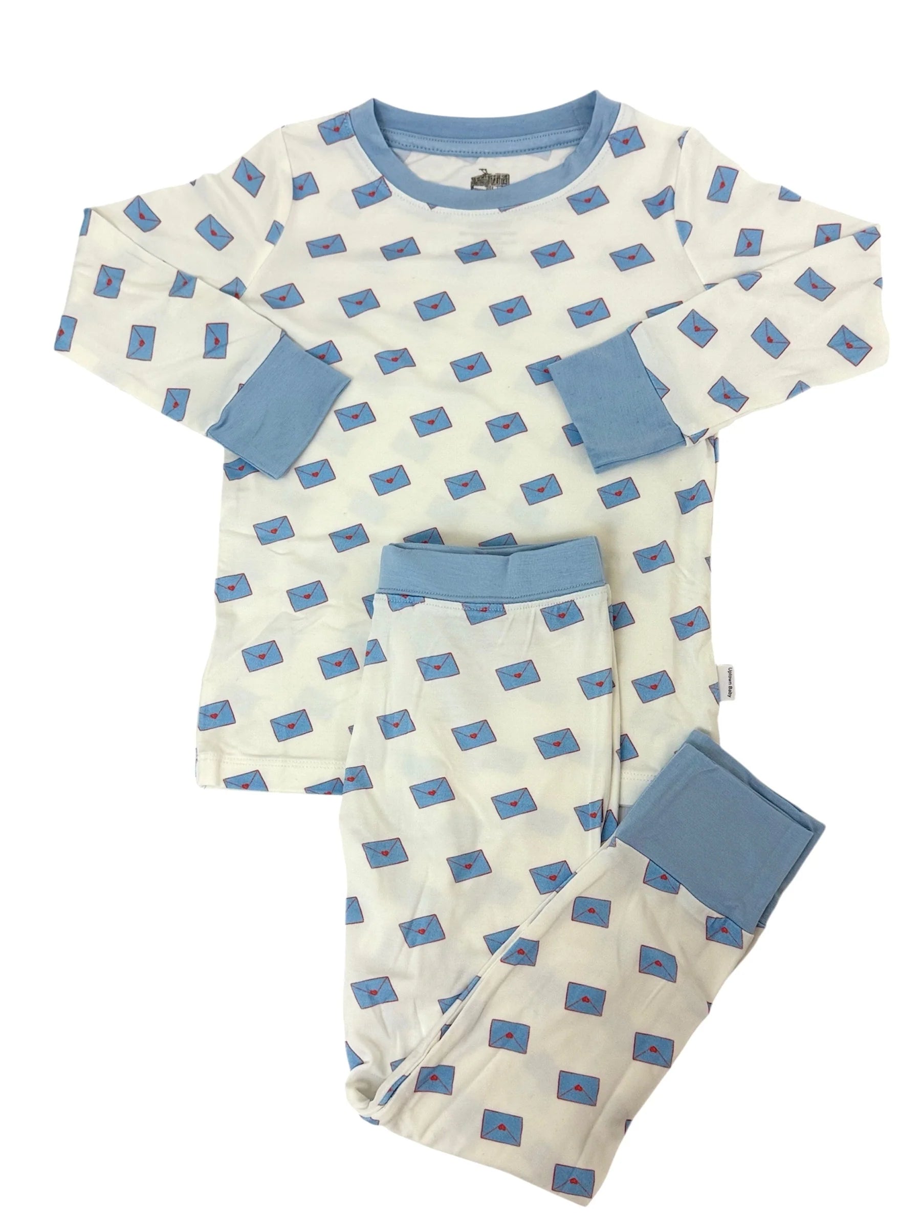 Pajamas Set 2 Piece - Blue Heart Envelope - Born Childrens Boutique