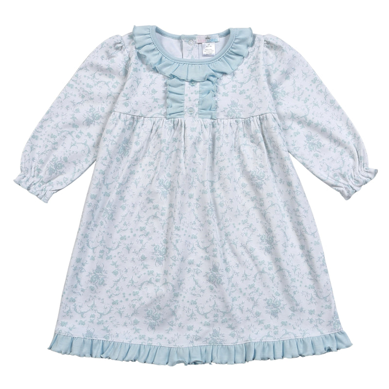 Blair Blue Floral Pima Gown - Born Childrens Boutique