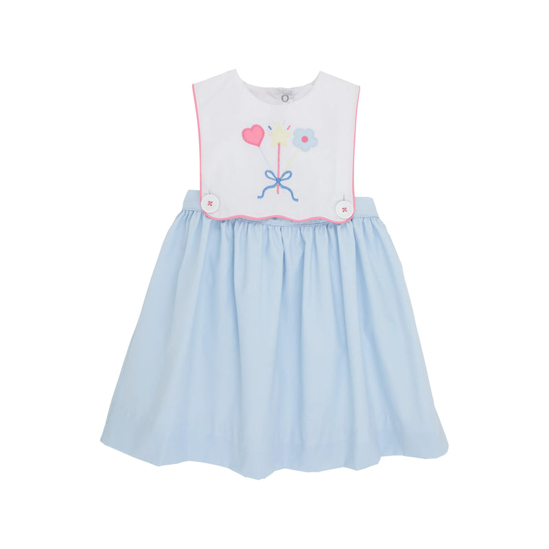 Brady Button In Dress Worth Avenue White With Buckhead Blue And Wand Embroidery - Born Childrens Boutique