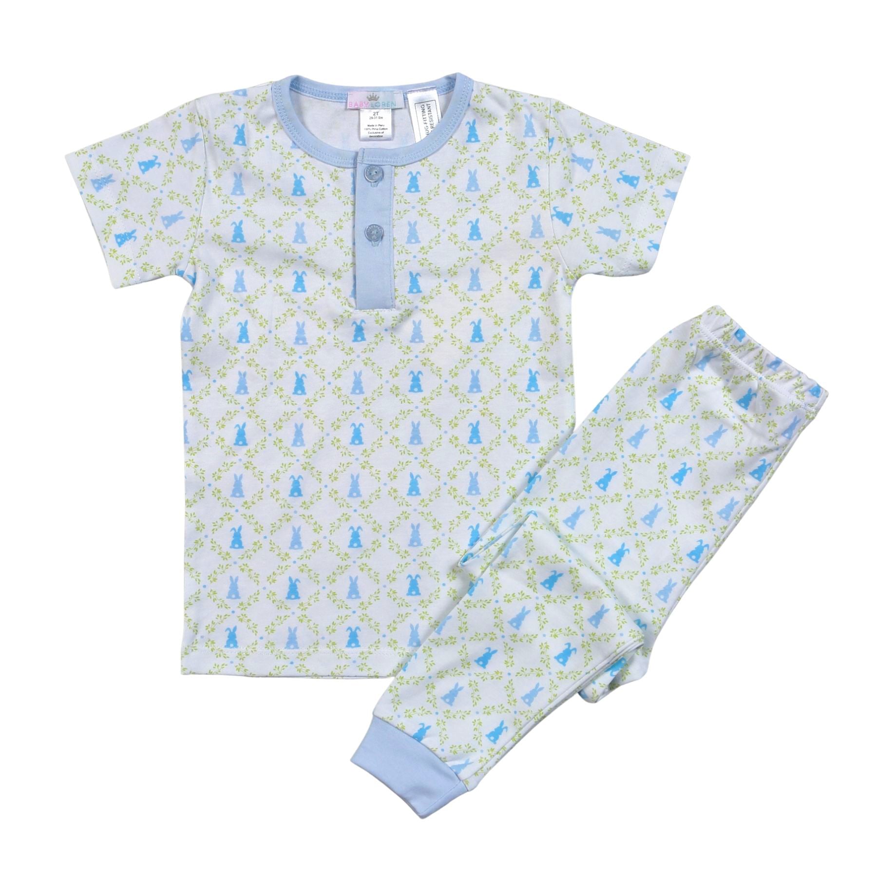 Baby Loren Blue Easter Bunnies 2 Pcs Loungwear - Born Childrens Boutique