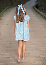 Pre-Order Ella Smocked Dress Blue/Green Floral