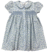 Pre-Order Ella Smocked Dress Blue/Green Floral