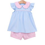 Genevieve Bloomer Set - Light Pink Stripe/Light Blue