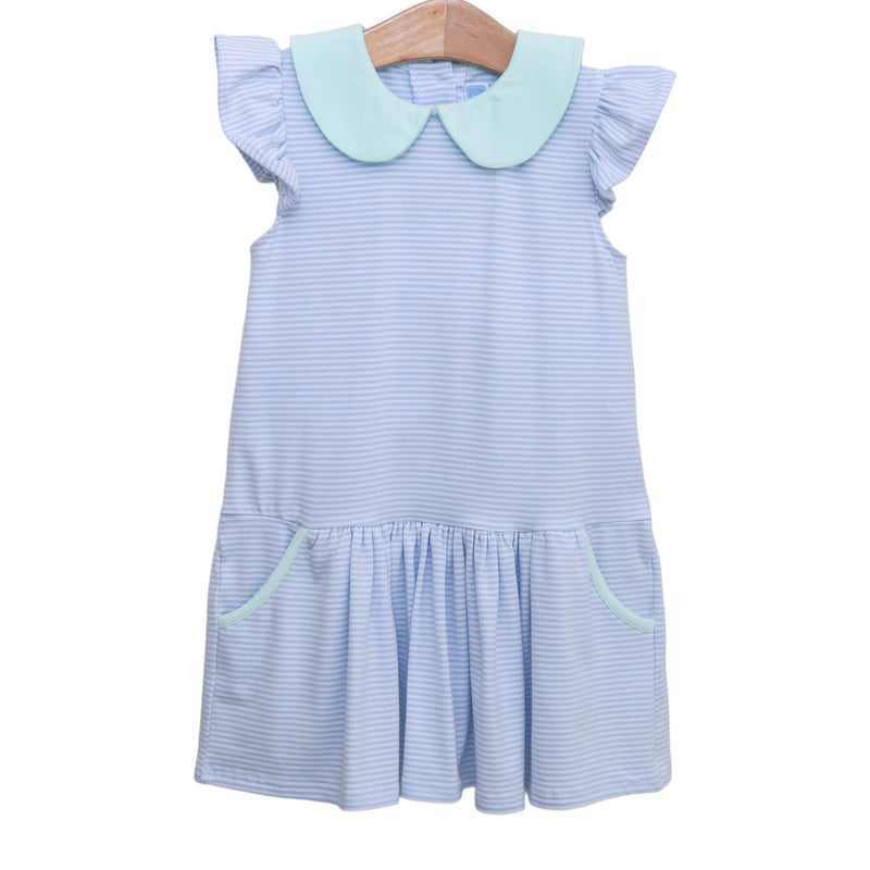 Genevieve Dress - Light Blue Stripe/Light Mint