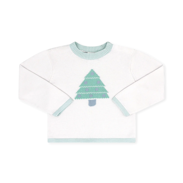 Cozy Up Sweater - Sterling White, Tree/Blue