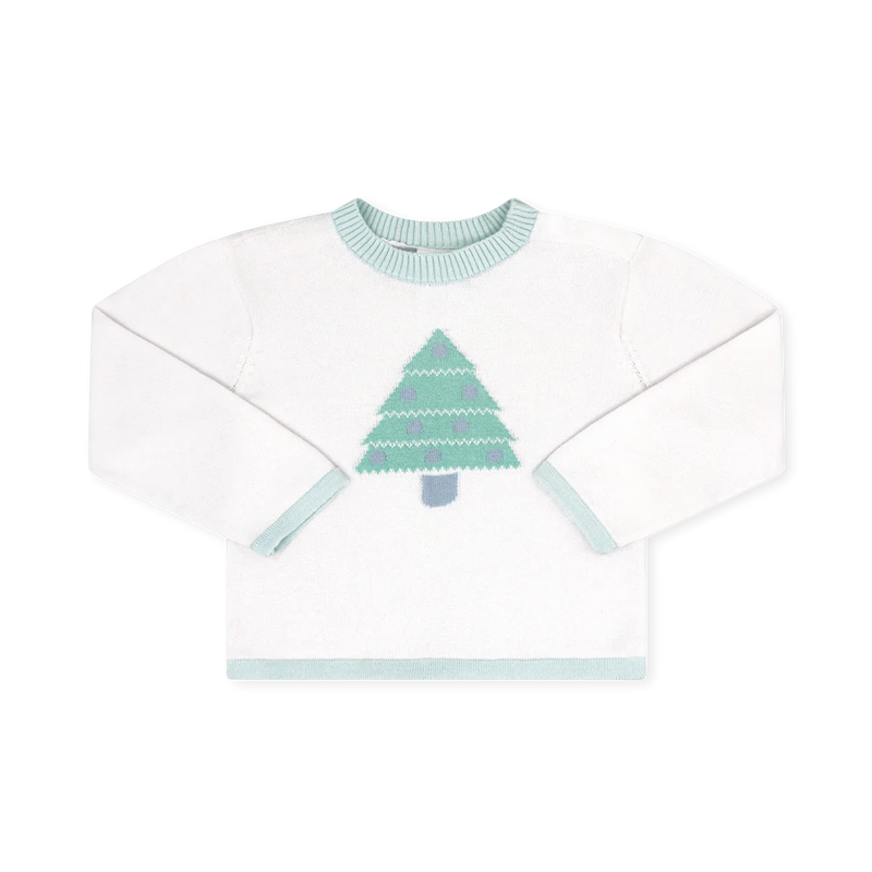 Cozy Up Sweater - Sterling White, Tree/Blue