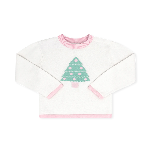 Cozy Up Sweater - Sterling White, Tree/Pink