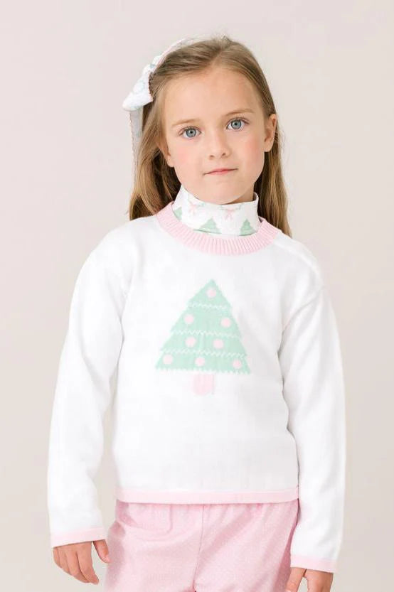 Cozy Up Sweater - Sterling White, Tree/Pink