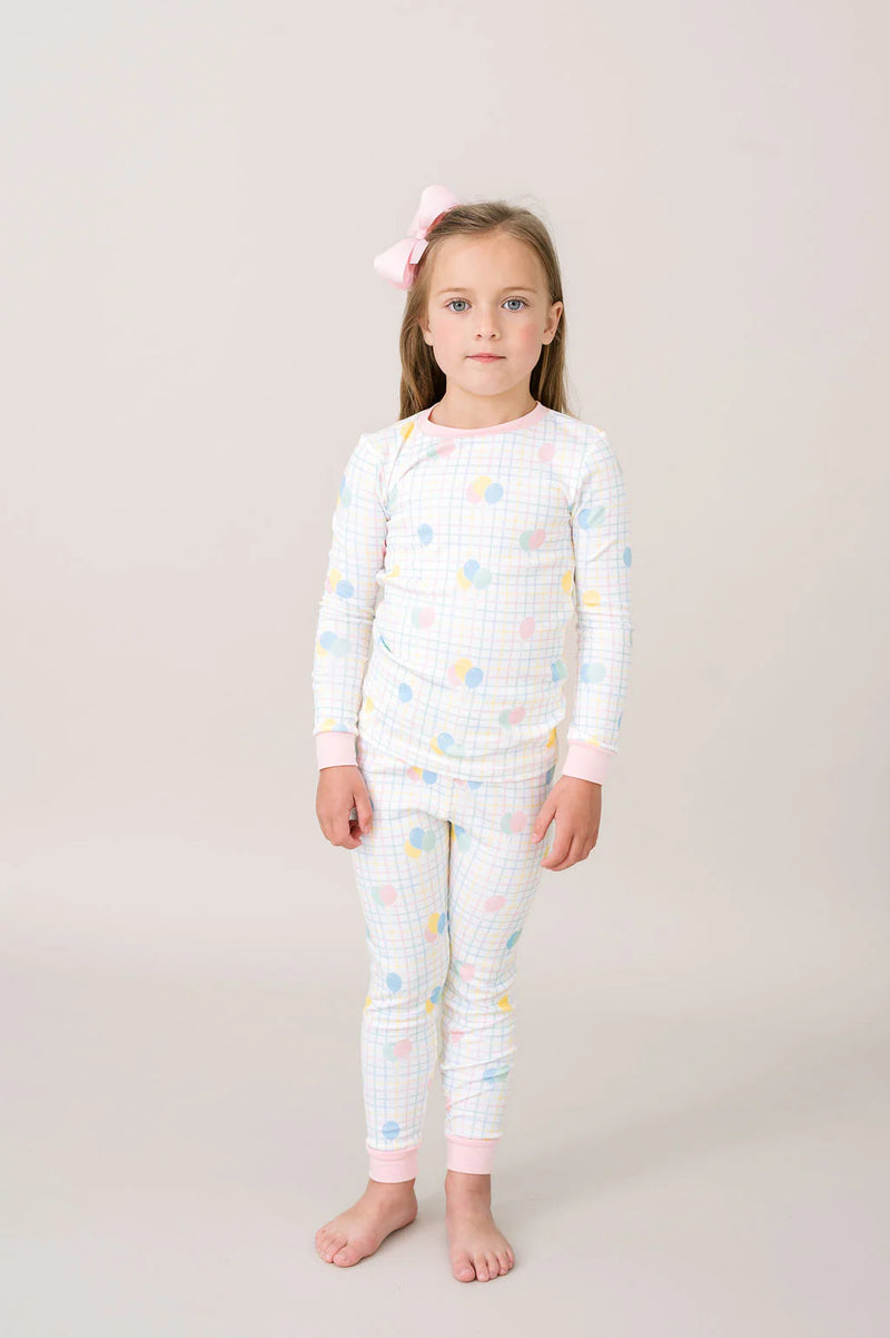 Sweat Pea PJ Set - Balloon Plaid/Pink