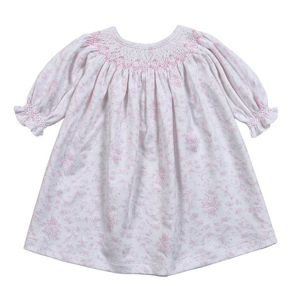 Penelope Pima Smocked Dress Pink Floral - Born Childrens Boutique