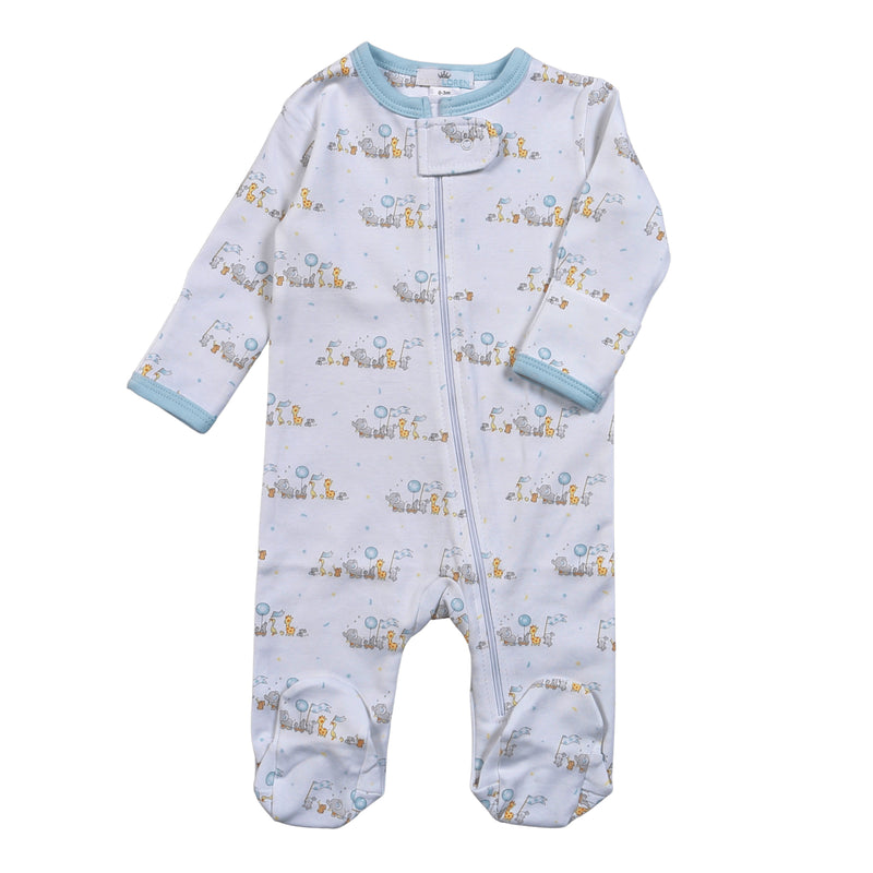 Blue Baby Parade Pima Zipper Footie - Born Childrens Boutique