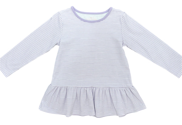 Pre-Order Peggie Peplum Knit Top, Lavender Stripe