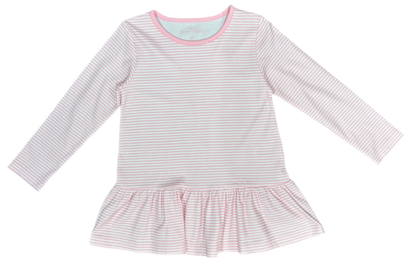 Pre-Order Peggie Peplum Knit Top, Light Pink Stripe