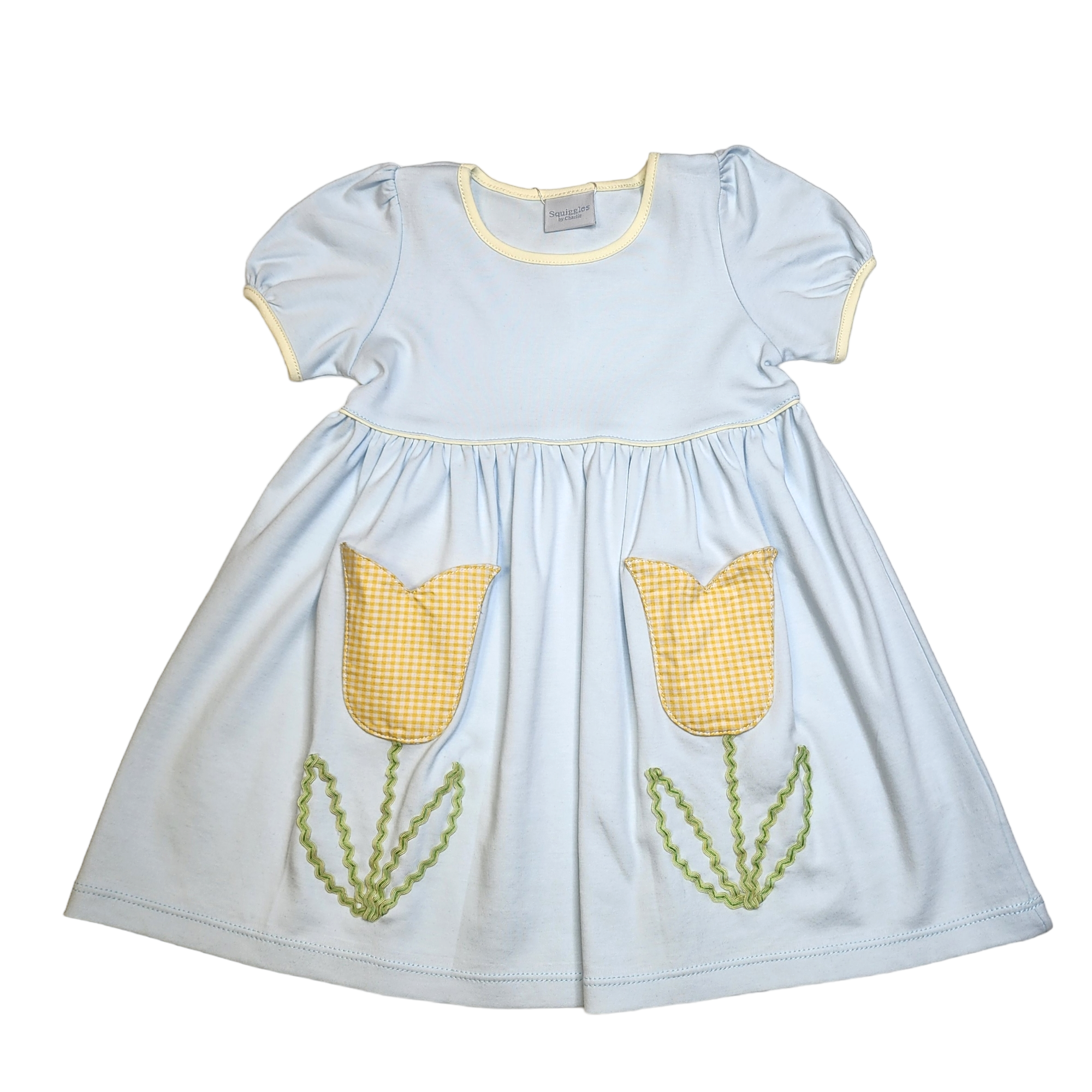 279 Yellow Gingham Tulip Dress - Born Childrens Boutique