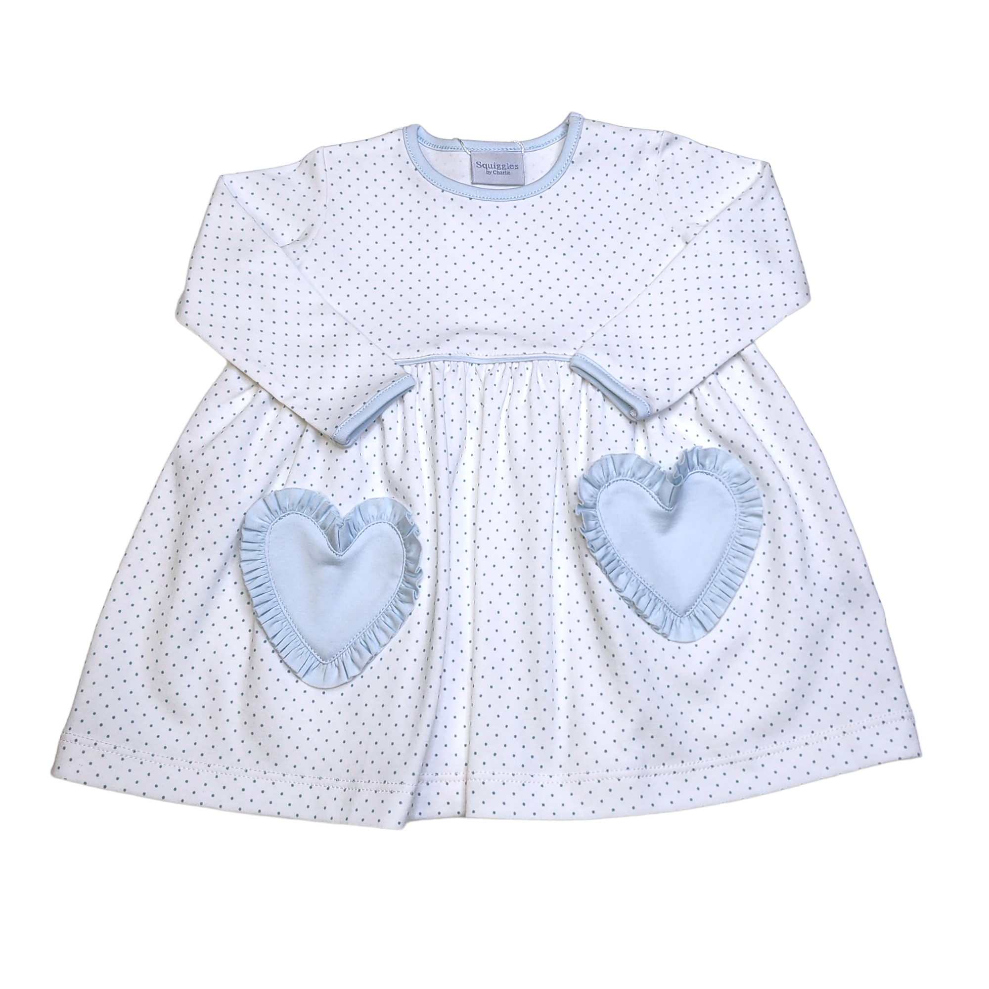 Lt Blue Bitty Heart Pocket Pop Dress - Born Childrens Boutique