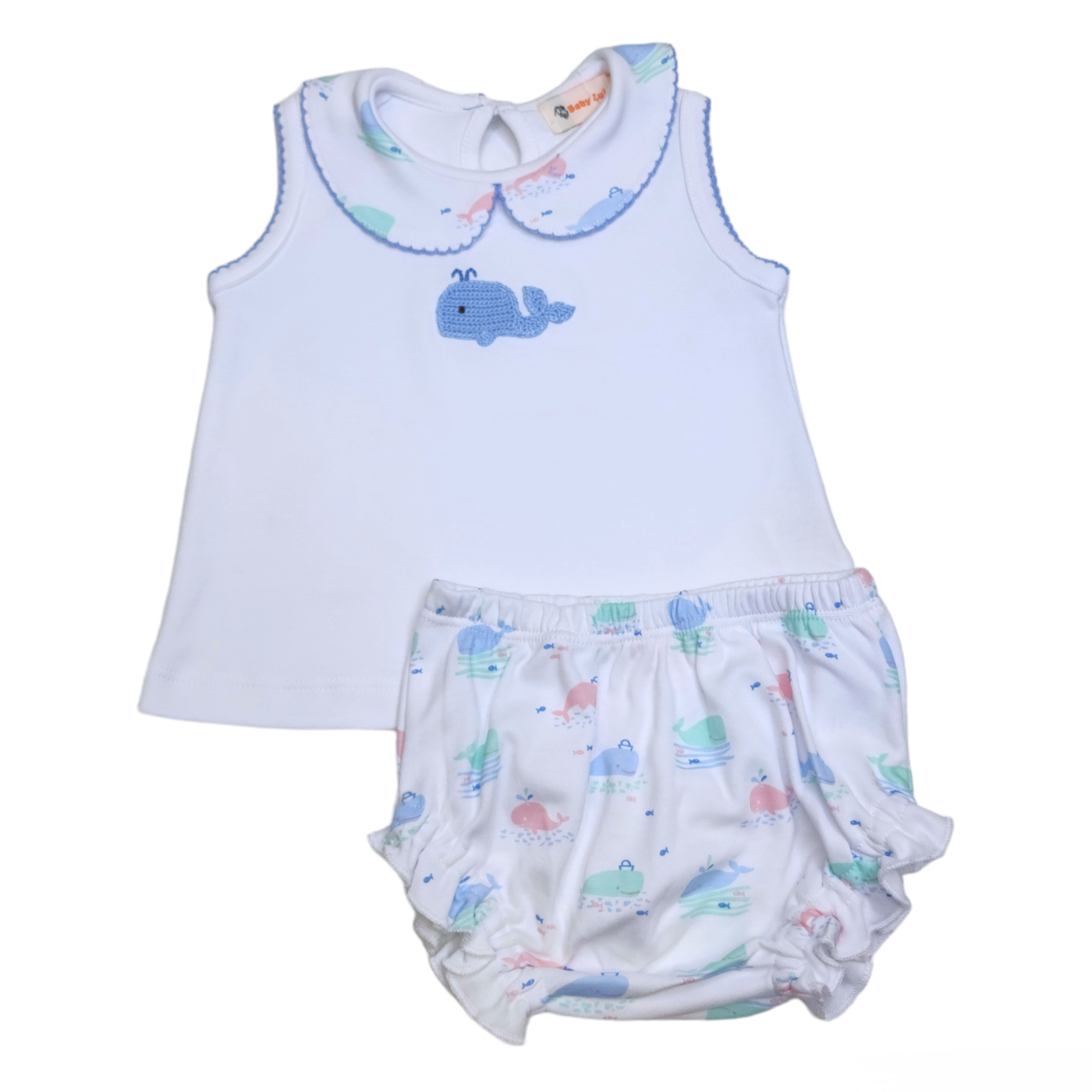 Sleeveless Crochet Whale Top/Bloomer Set - Born Childrens Boutique