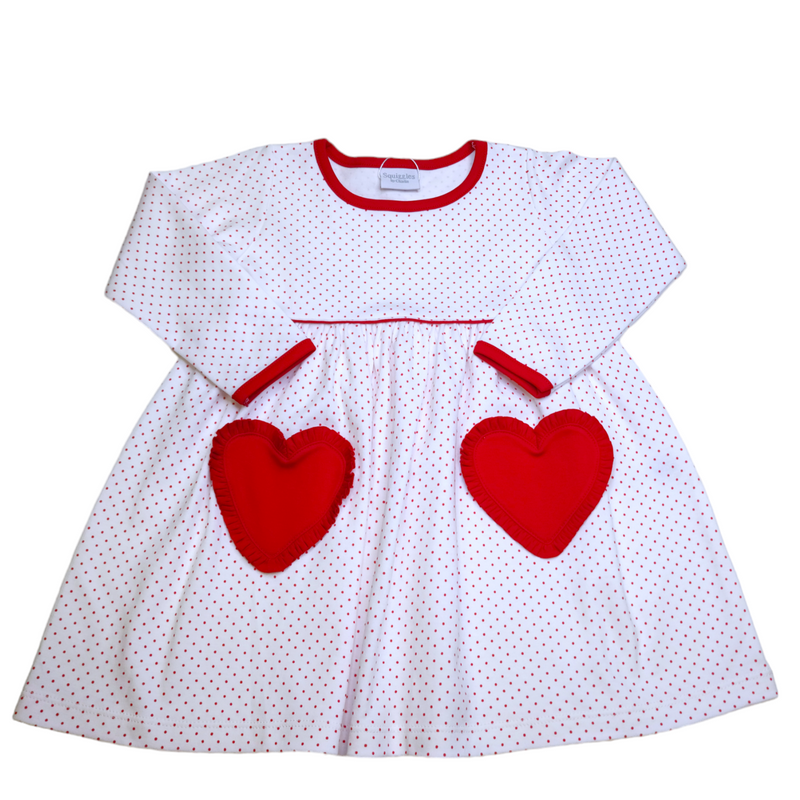 Red Dot Heart Pocket Pop Dress