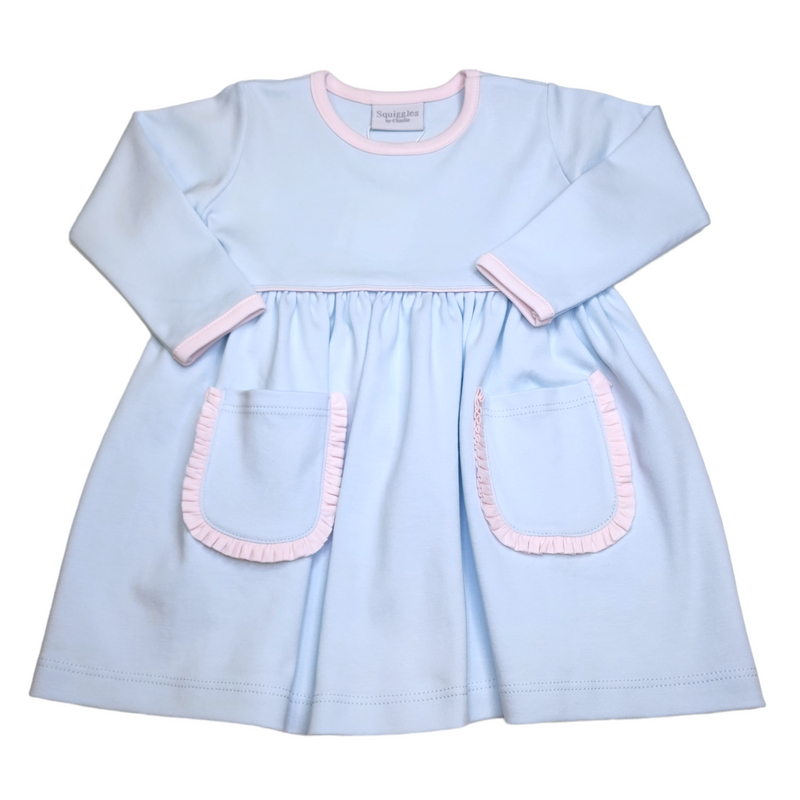 Light Blue w/ Pink Dress Long Slv