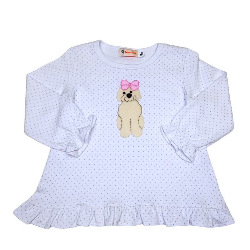 Girl Dog w/ Bow Lavender PD Shirt