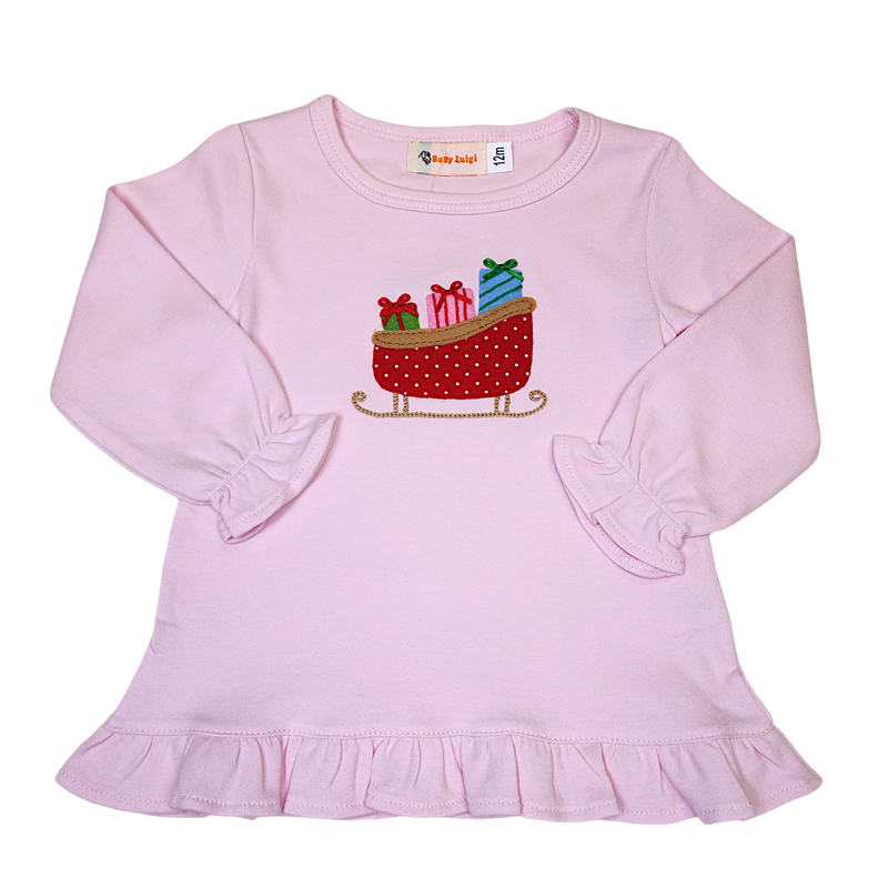 Christmas Sleigh w/ Gifts Light Pink Swing Top