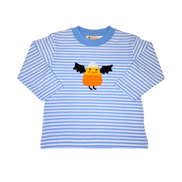 Candy Corn Bat Shirt Sky Blue Stripe