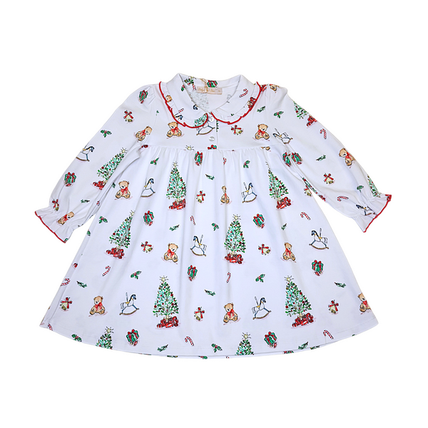 Christmas Tree Toddler Dress w/ Round Collar