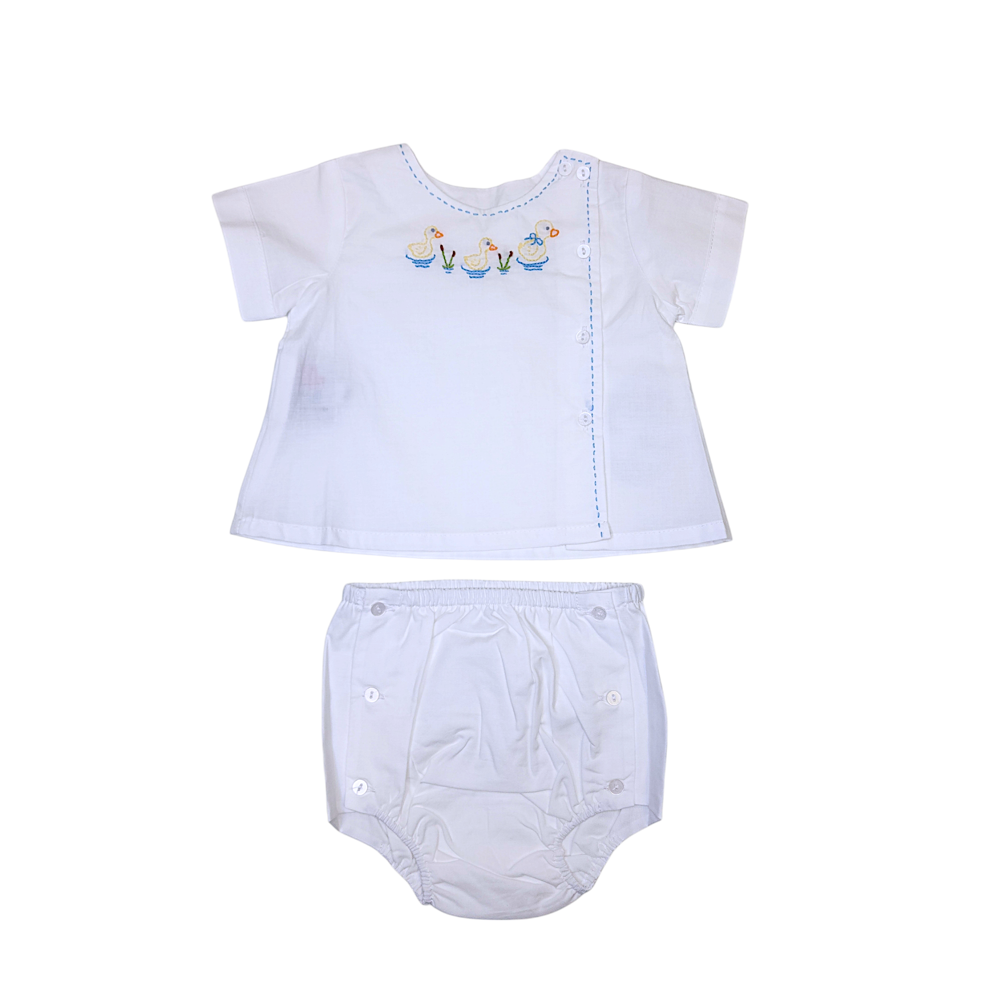 White Riley Boy Duckling Diaper Set - Born Childrens Boutique